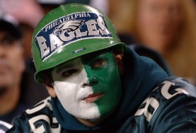 Philadelphia Eagles fan watches play against the Dallas Cowboys November 14, 2005 at Lincoln Financial Field in Philadelphia. The Cowboys defeated the Eagles 21 - 20. (Photo by Al Messerschmidt/Getty Images)